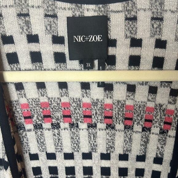 ⭐Nic + Zoe Multi Color Striped Long Sleeve Cardigan Waterfall Jacket Size 3XL - Picture 4 of 4